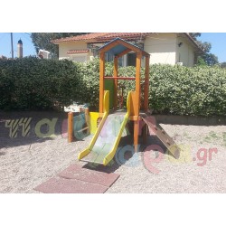 Σύνθετο όργανο παιδικής χαράς με ράμπες αναρριχήσεις και τσουλήθρα
